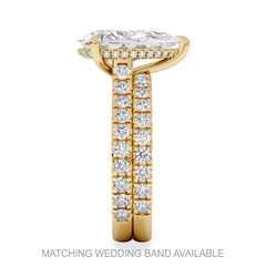 Amora Pear 3.36ct Hidden Halo Lab Diamond Engagement Ring With Side Stones Set in 18K Gold