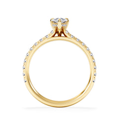 Amora Pear 0.97ct Hidden Halo Diamond Engagement Ring With Side Stones Set in 18K Gold