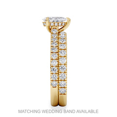 Amora Pear 0.97ct Hidden Halo Diamond Engagement Ring With Side Stones Set in 18K Gold