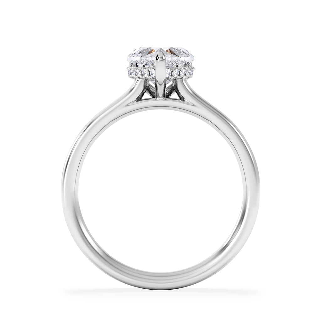 Amora Heart 1.00ct Hidden Halo Lab Diamond Engagement Ring F/VS Set in 18K White Gold