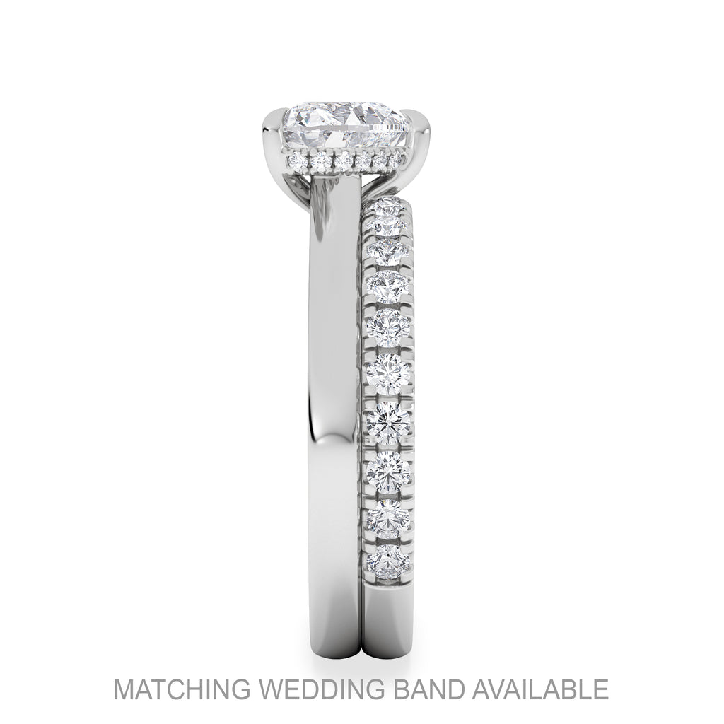 Amora Heart 1.00ct Hidden Halo Lab Diamond Engagement Ring F/VS Set in 18K White Gold