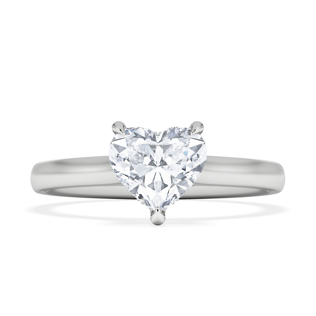 Amora Heart 1.00ct Hidden Halo Lab Diamond Engagement Ring F/VS Set in 18K White Gold