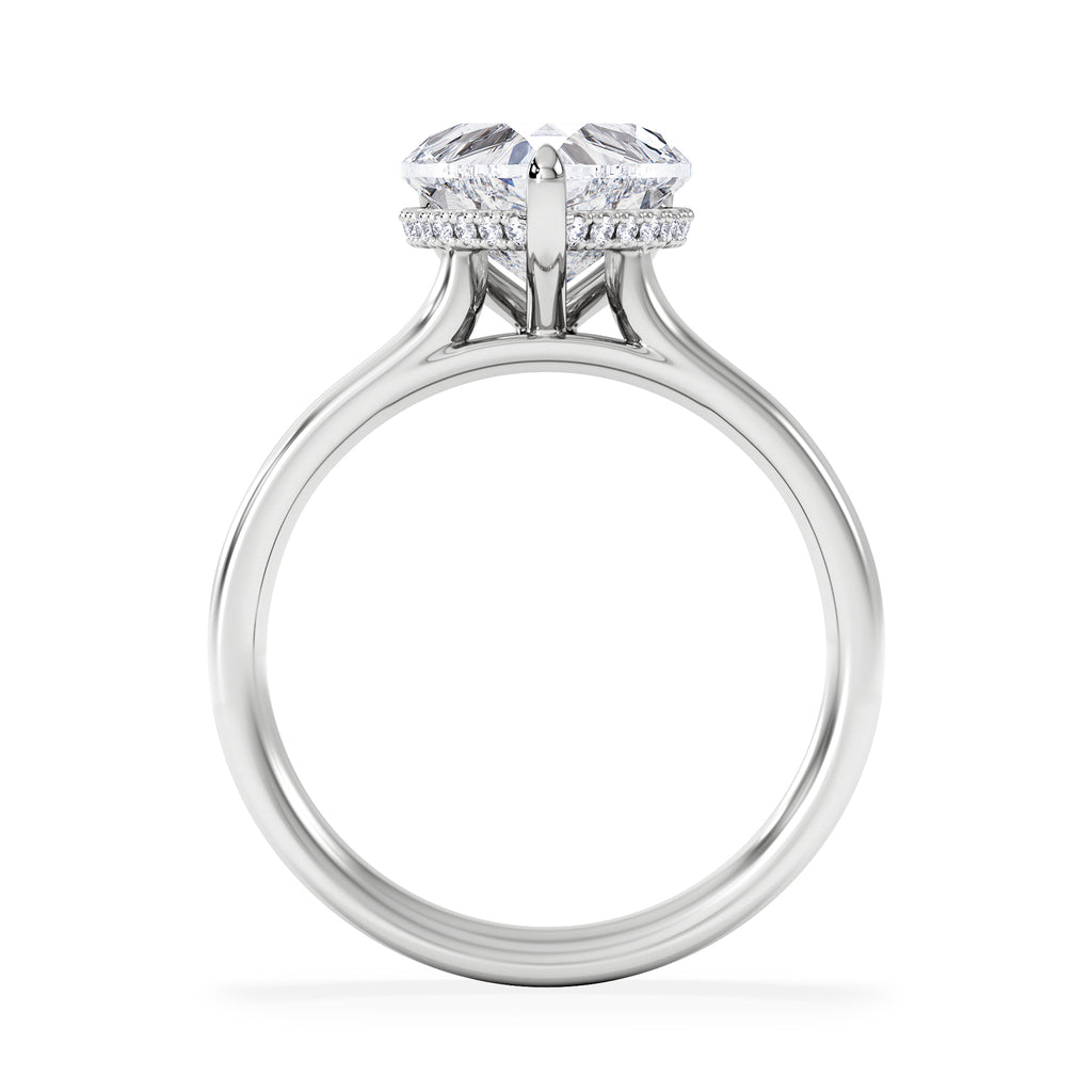 Amora Heart 2.09ct Hidden Halo Lab Diamond Engagement Ring F/VS Set in Platinum