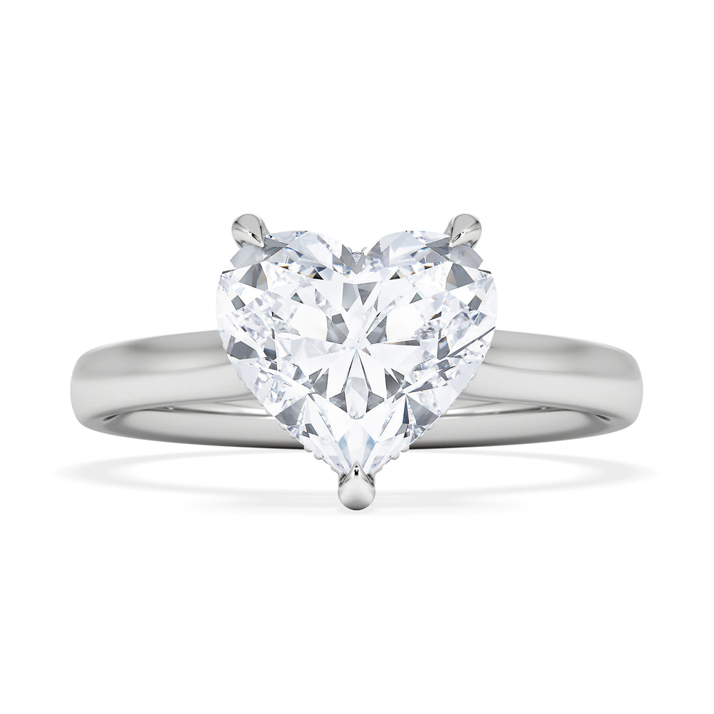 Amora Heart 2.09ct Hidden Halo Lab Diamond Engagement Ring F/VS Set in 18K White Gold