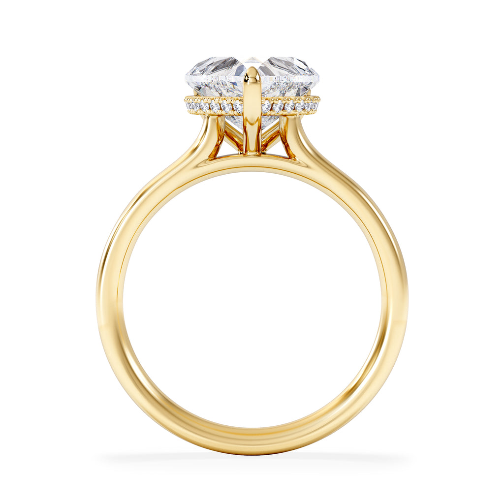 Amora Heart 2.09ct Hidden Halo Lab Diamond Engagement Ring F/VS Set in 18K Gold
