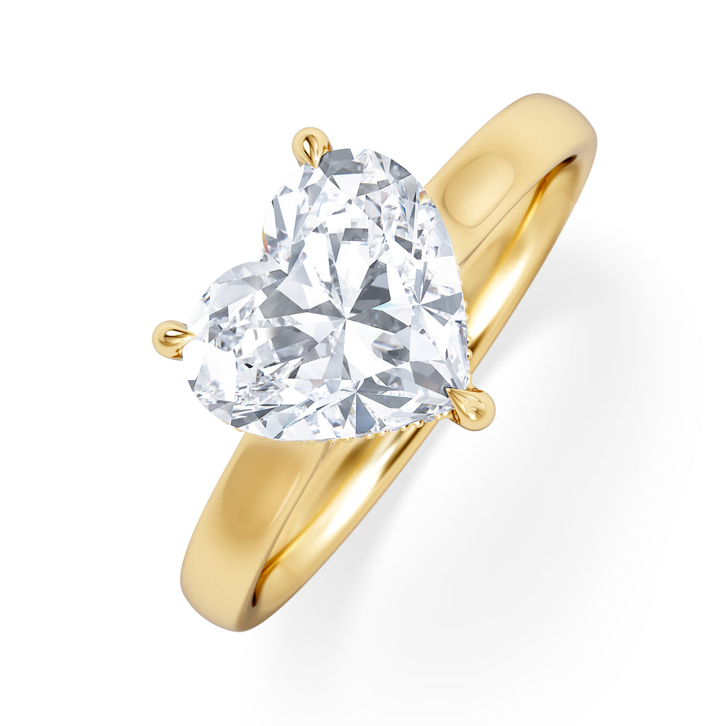 Amora Heart 2.09ct Hidden Halo Lab Diamond Engagement Ring F/VS Set in 18K Gold