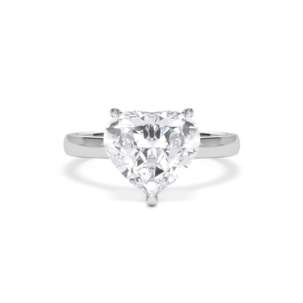 Amora Heart 3.11ct Hidden Halo Lab Diamond Engagement Ring G/VS Set in 18K White Gold