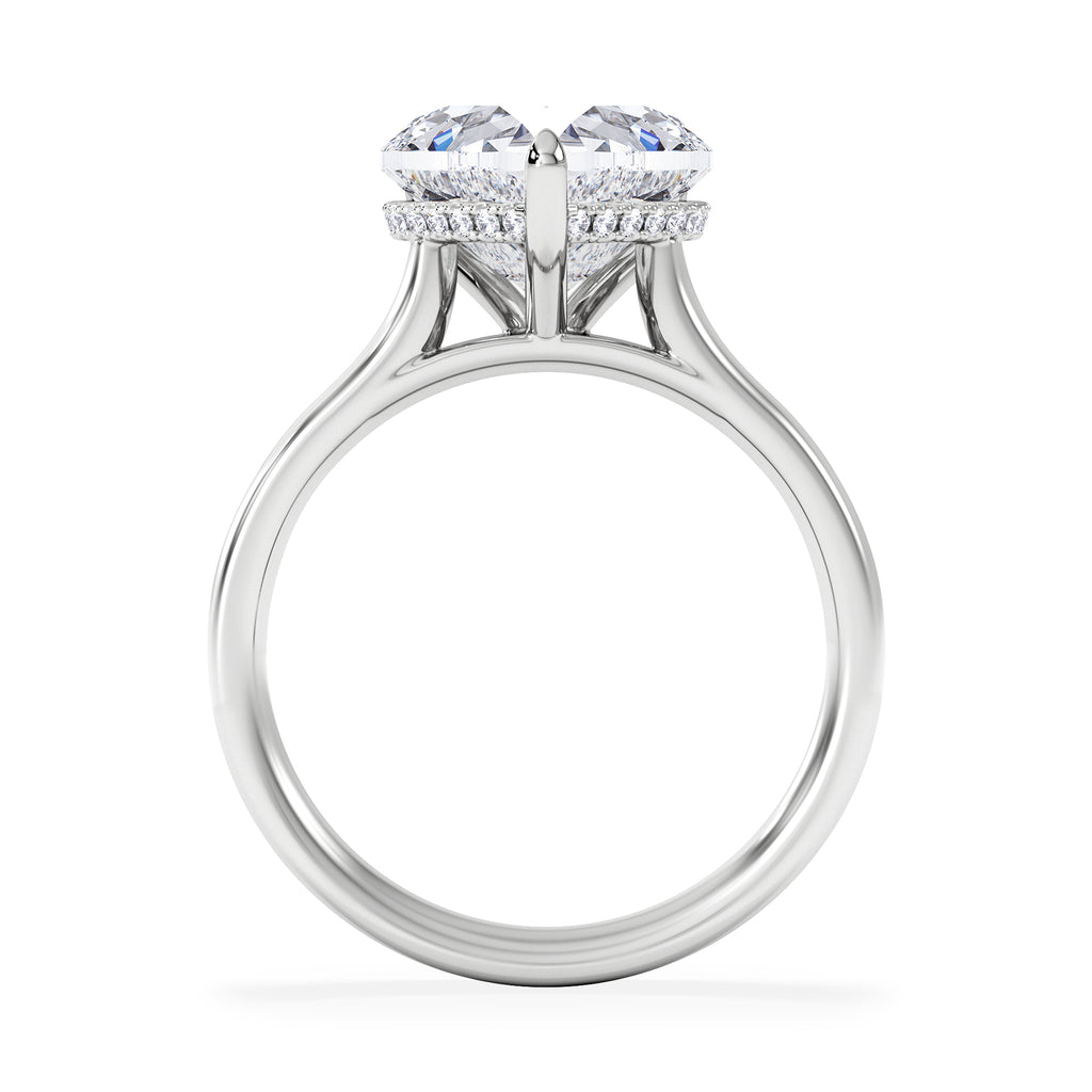 Amora Heart 3.11ct Hidden Halo Lab Diamond Engagement Ring G/VS Set in Platinum