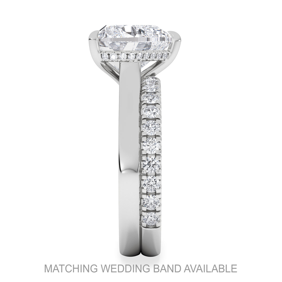 Amora Heart 3.11ct Hidden Halo Lab Diamond Engagement Ring G/VS Set in 18K White Gold