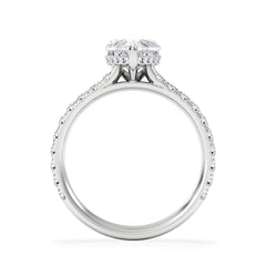 Amora Heart 1.47ct Hidden Halo Lab Diamond Engagement Ring With Side Stones Set in 18K Platinum