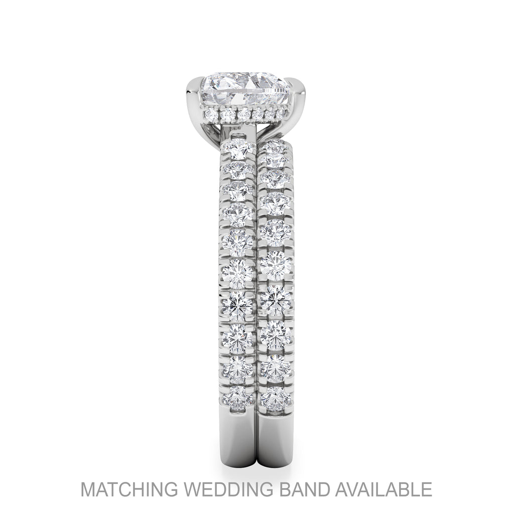 Amora Heart 1.47ct Hidden Halo Lab Diamond Engagement Ring With Side Stones Set in 18K Platinum