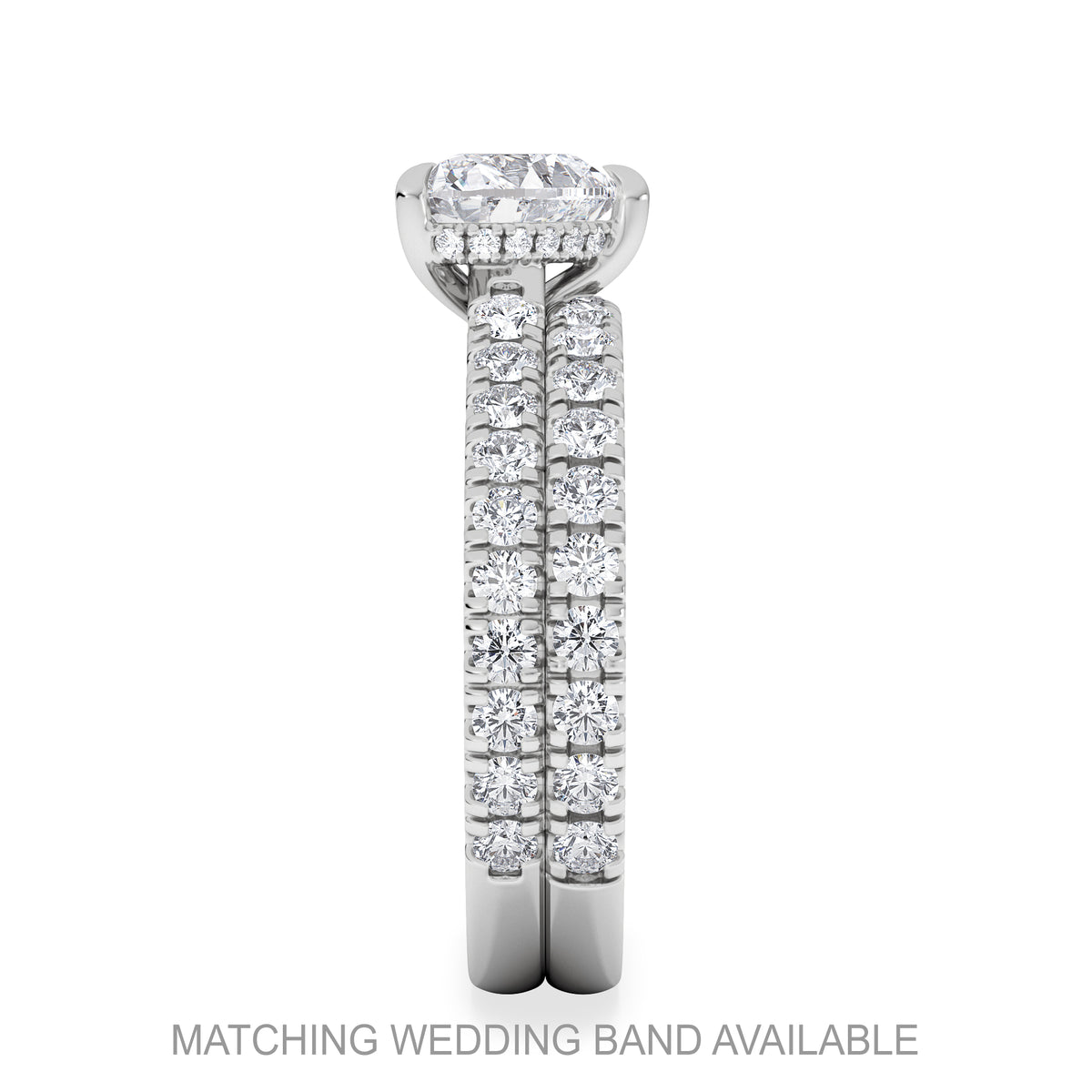 Amora Heart 1.47ct Hidden Halo Lab Diamond Engagement Ring With Side Stones Set in 18K White Gold