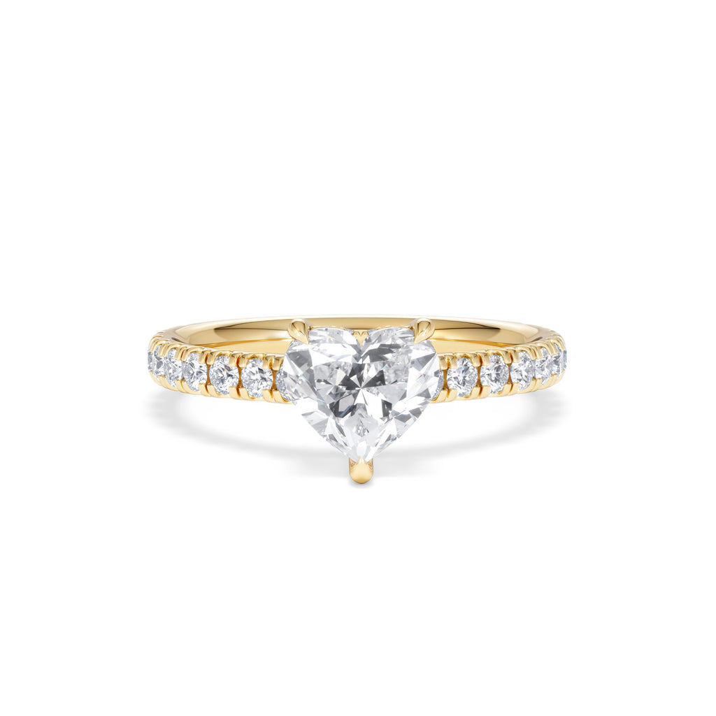 Amora Heart 1.47ct Hidden Halo Lab Diamond Engagement Ring With Side Stones Set in 18K Gold