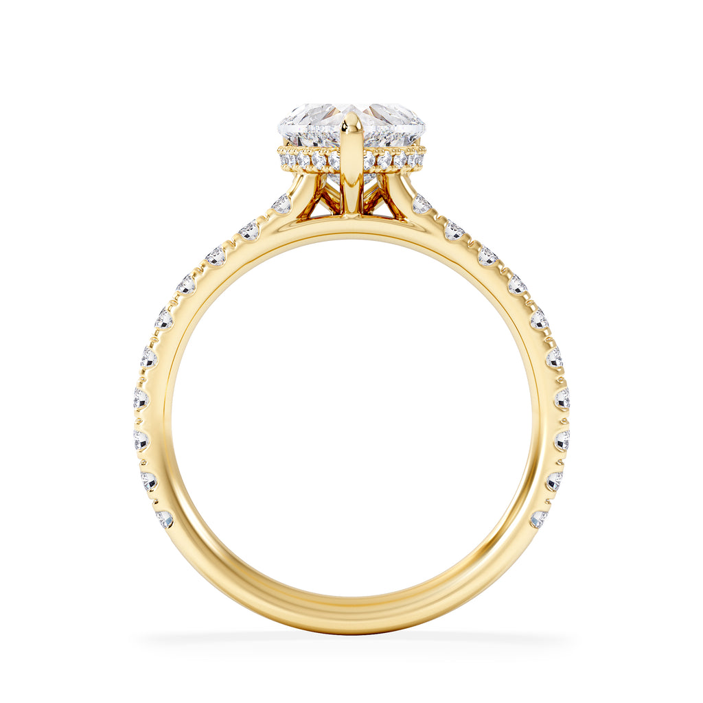 Amora Heart 1.47ct Hidden Halo Lab Diamond Engagement Ring With Side Stones Set in 18K Gold