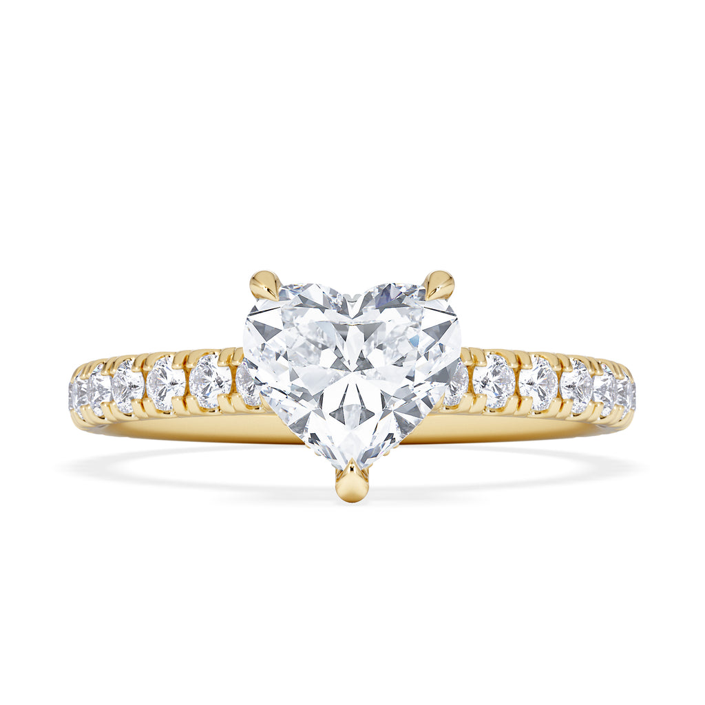 Amora Heart 1.47ct Hidden Halo Lab Diamond Engagement Ring With Side Stones Set in 18K Gold