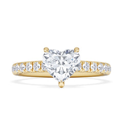 Amora Heart 1.47ct Hidden Halo Lab Diamond Engagement Ring With Side Stones Set in 18K Gold