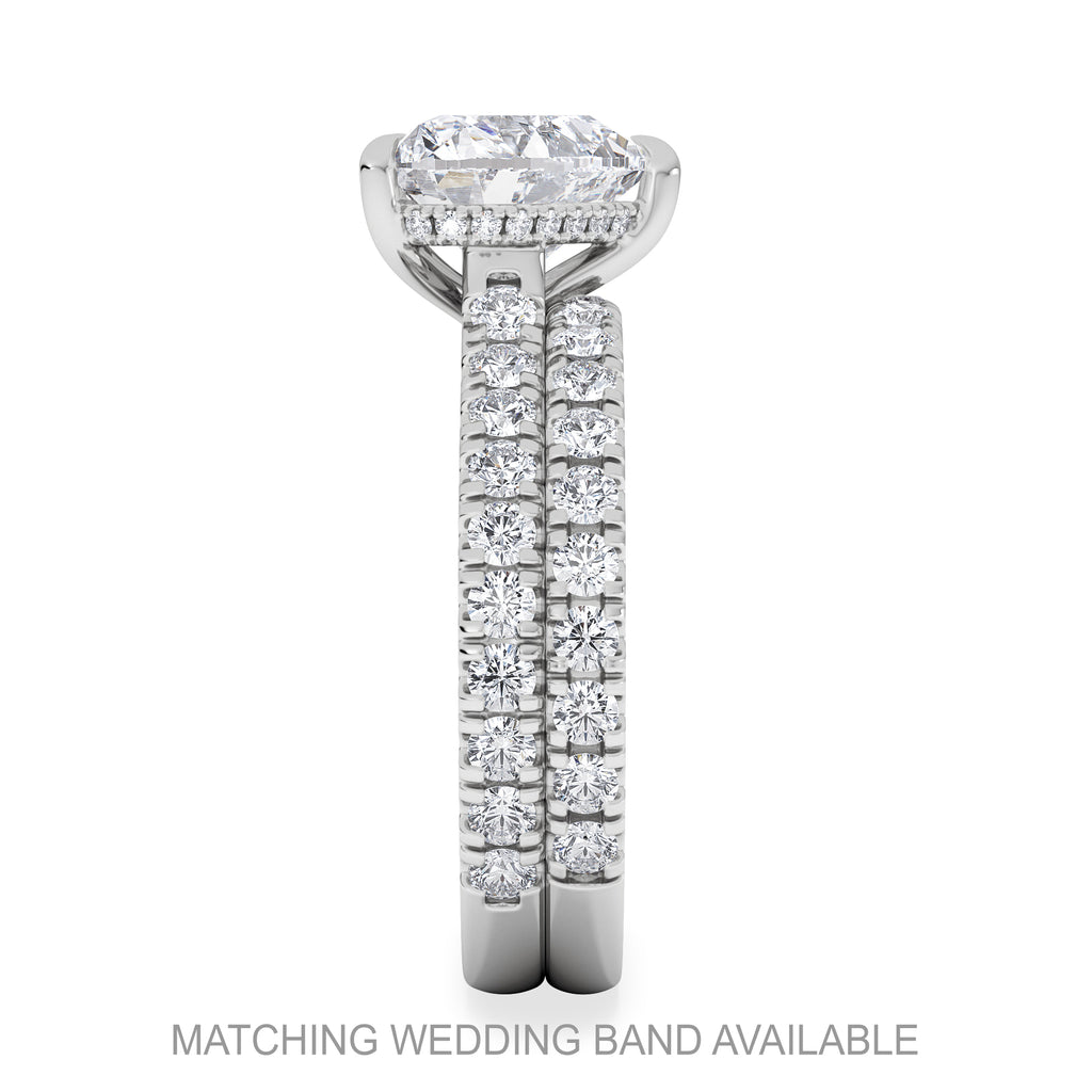 Amora Heart 2.55ct Hidden Halo Lab Diamond Engagement Ring With Side Stones Set in 18K White Gold