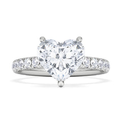Amora Heart 2.55ct Hidden Halo Lab Diamond Engagement Ring With Side Stones Set in 18K White Gold