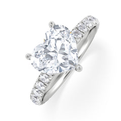 Amora Heart 2.55ct Hidden Halo Lab Diamond Engagement Ring With Side Stones Set in 18K White Gold