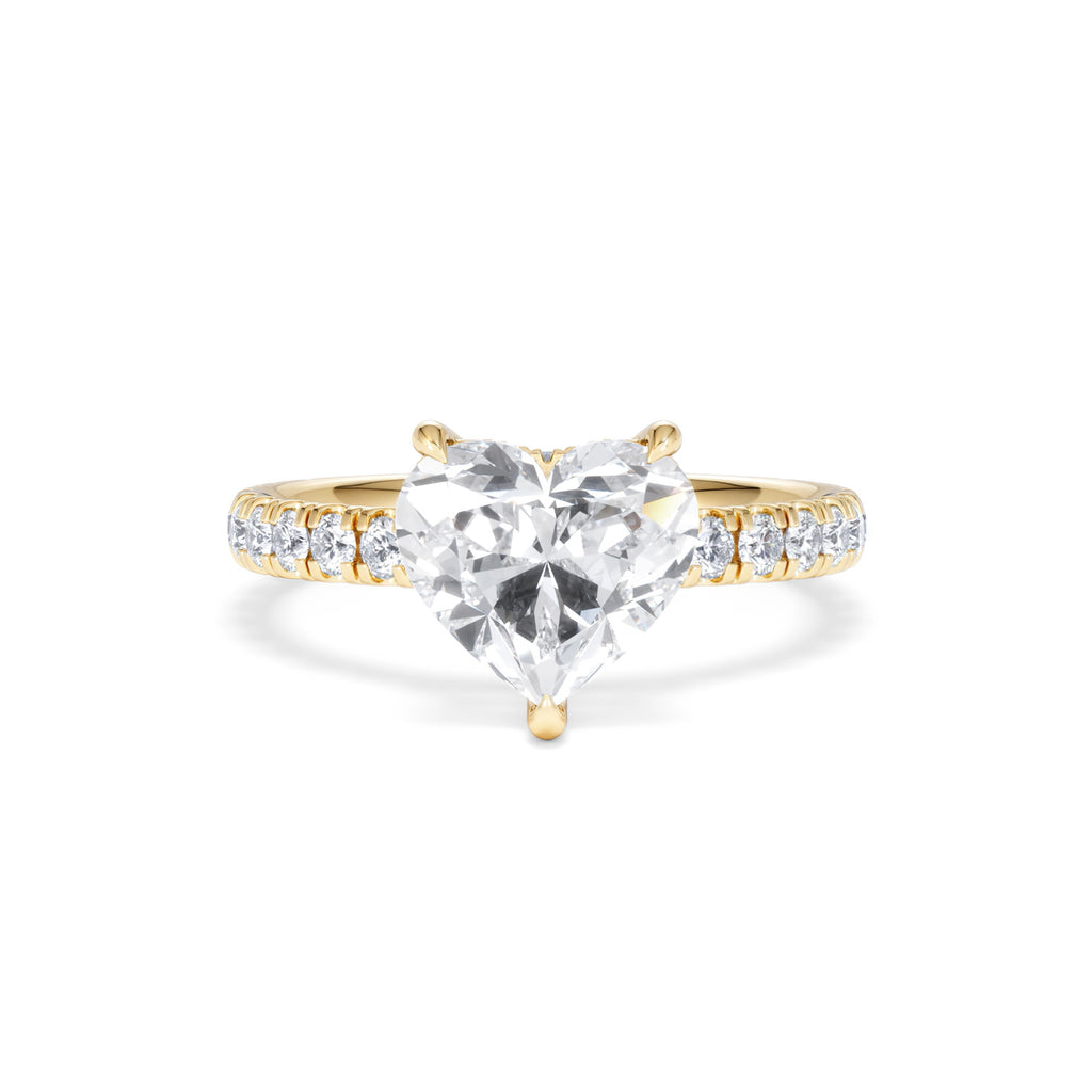 Amora Heart 2.55ct Hidden Halo Lab Diamond Engagement Ring With Side Stones Set in 18K Gold