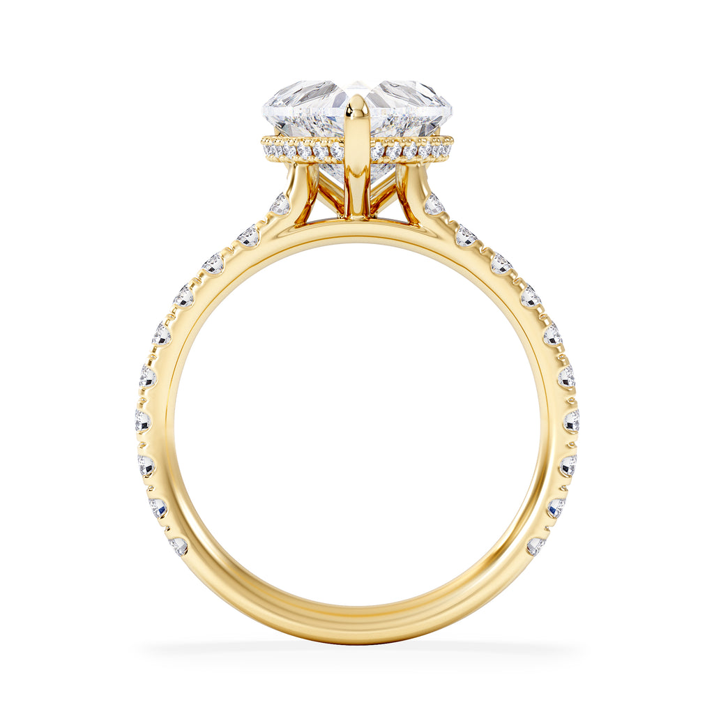 Amora Heart 2.55ct Hidden Halo Lab Diamond Engagement Ring With Side Stones Set in 18K Gold