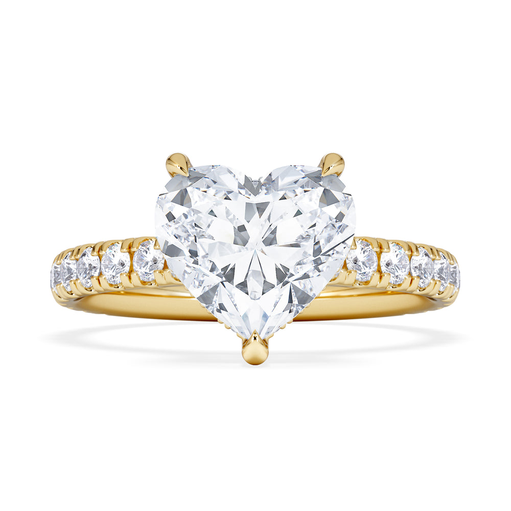 Amora Heart 2.55ct Hidden Halo Lab Diamond Engagement Ring With Side Stones Set in 18K Gold