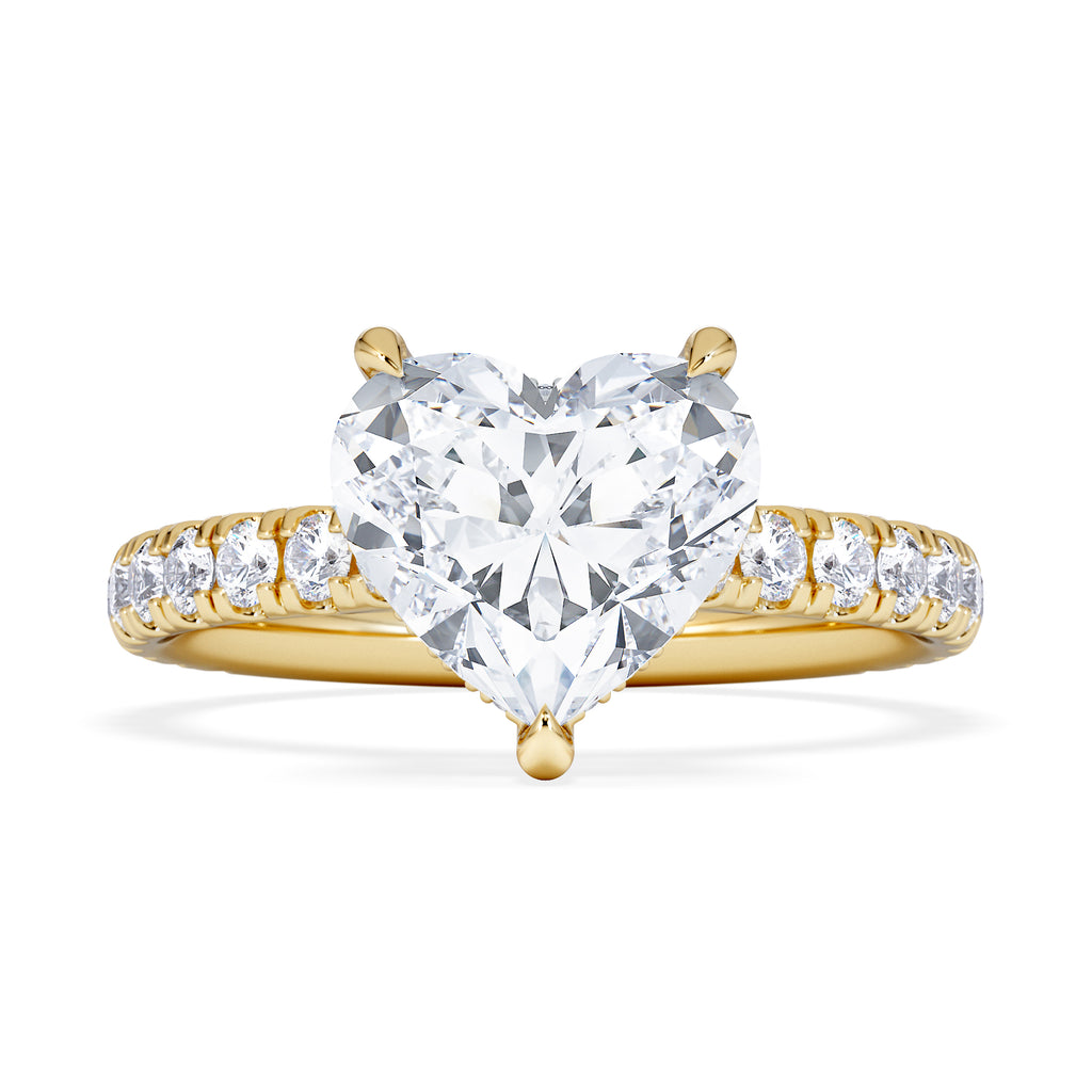 Amora Heart 2.55ct Hidden Halo Lab Diamond Engagement Ring With Side Stones Set in 18K Gold