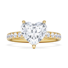 Amora Heart 2.55ct Hidden Halo Lab Diamond Engagement Ring With Side Stones Set in 18K Gold