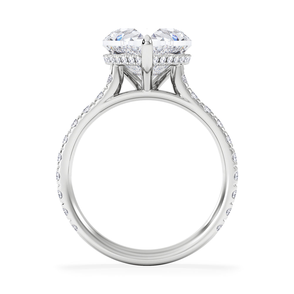 Amora Heart 3.36ct Hidden Halo Lab Diamond Engagement Ring With Side Stones Set in 18K Platinum