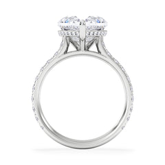 Amora Heart 3.36ct Hidden Halo Lab Diamond Engagement Ring With Side Stones Set in 18K White Gold