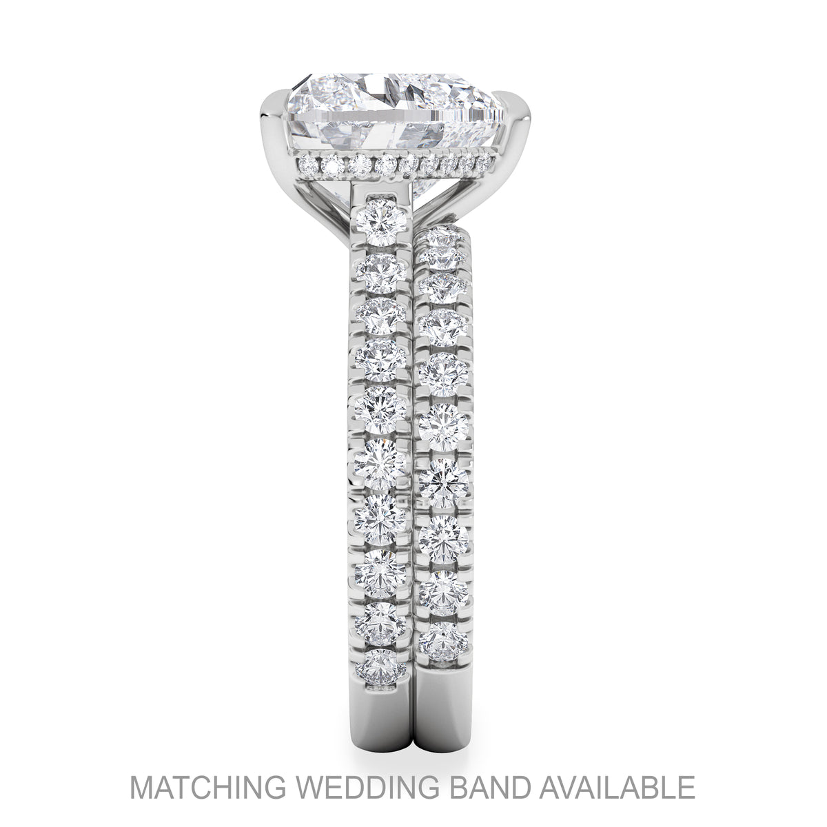 Amora Heart 3.36ct Hidden Halo Lab Diamond Engagement Ring With Side Stones Set in 18K Platinum