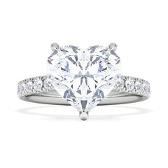 Amora Heart 3.36ct Hidden Halo Lab Diamond Engagement Ring With Side Stones Set in 18K White Gold