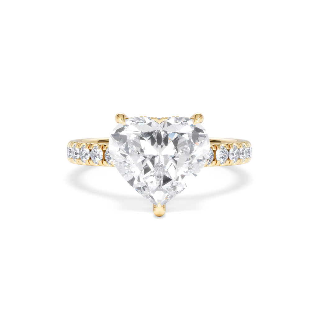 Amora Heart 3.36ct Hidden Halo Lab Diamond Engagement Ring With Side Stones Set in 18K Gold