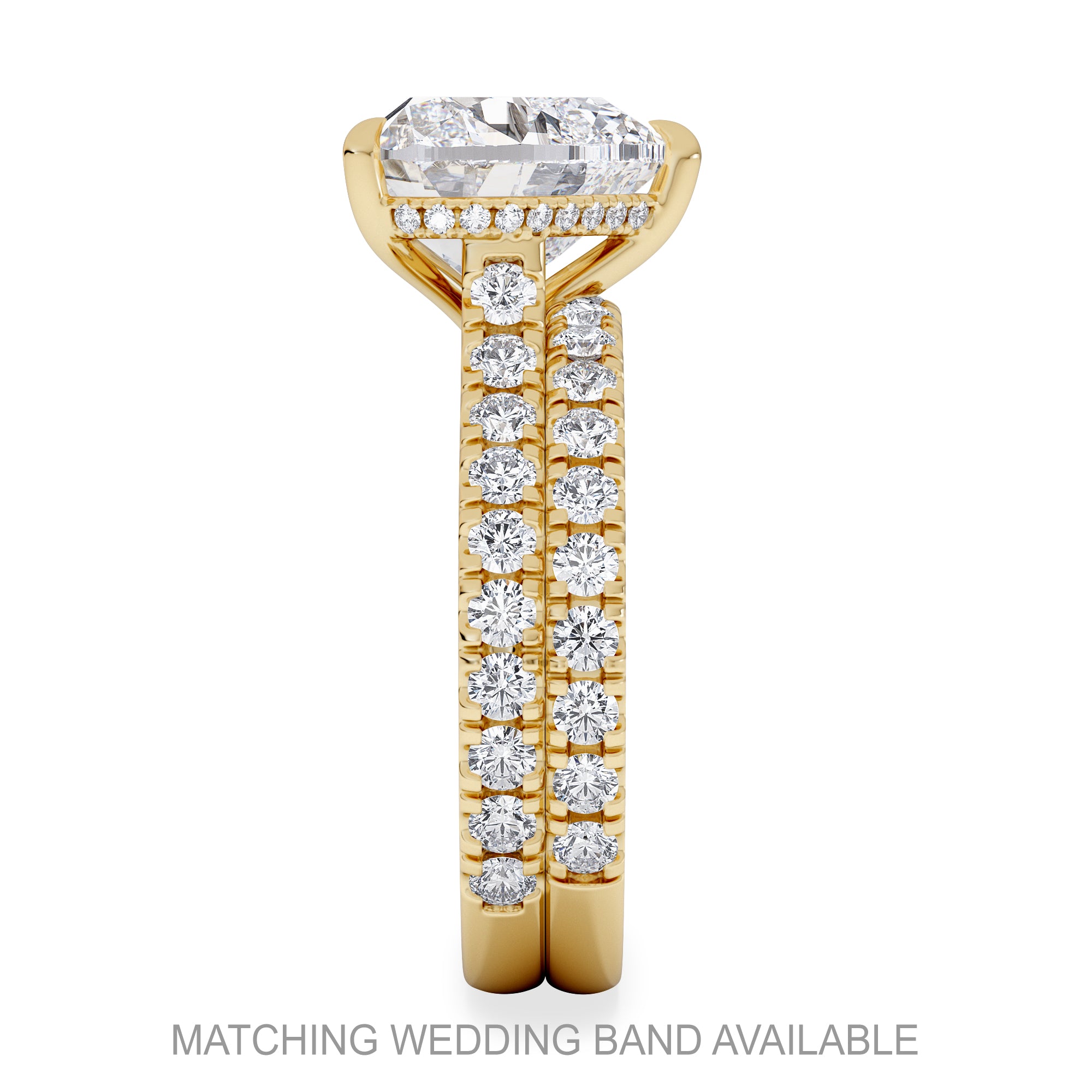 Amora Heart 3.36ct Hidden Halo Lab Diamond Engagement Ring With Side Stones Set in 18K Gold