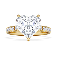 Amora Heart 3.36ct Hidden Halo Lab Diamond Engagement Ring With Side Stones Set in 18K Gold
