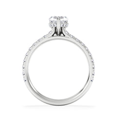 Amora Heart 0.97ct Hidden Halo Lab Diamond Engagement Ring With Side Stones Set in 18K Platinum