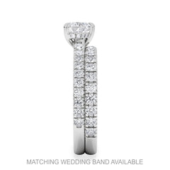 Amora Heart 0.97ct Hidden Halo Lab Diamond Engagement Ring With Side Stones Set in 18K Platinum
