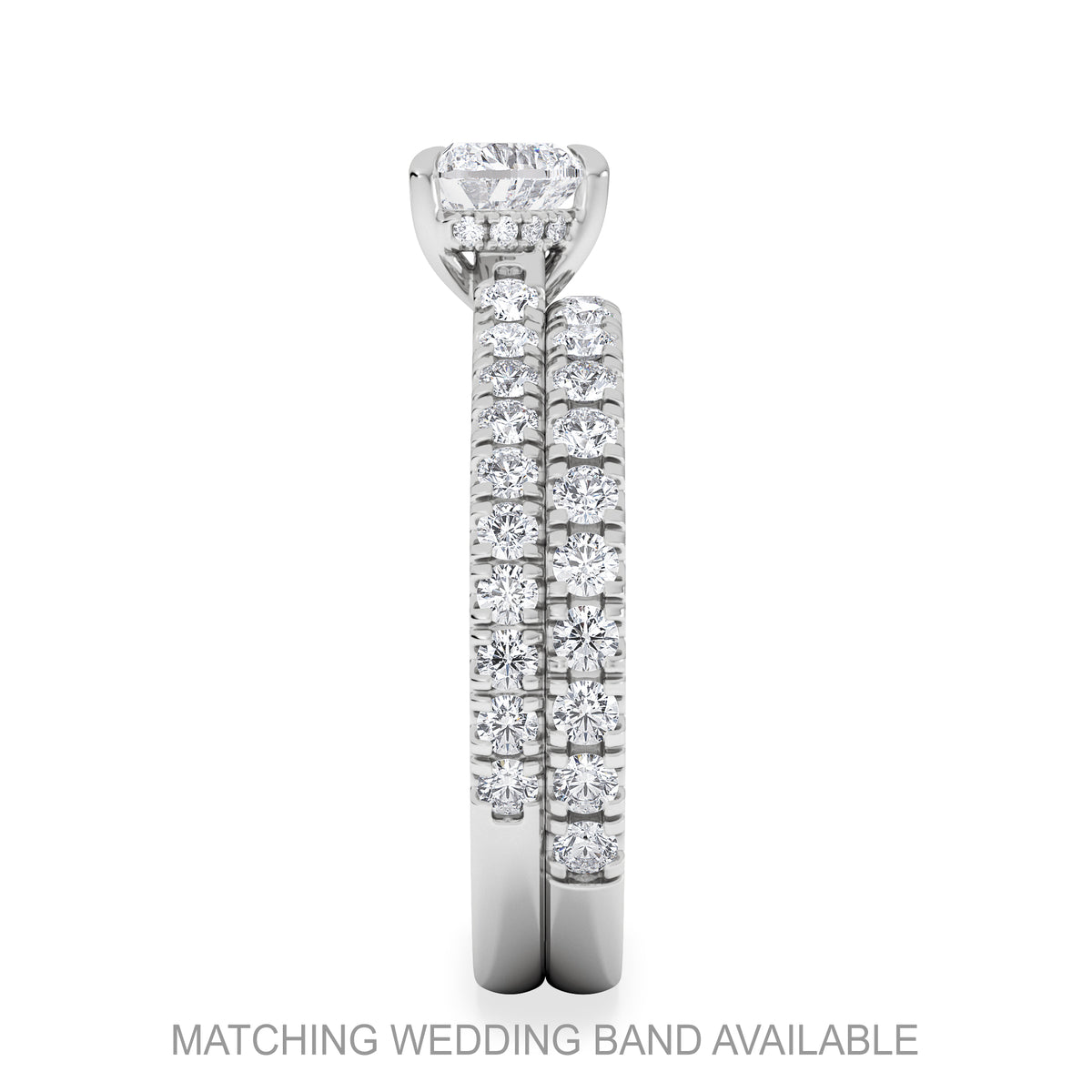 Amora Heart 0.97ct Hidden Halo Lab Diamond Engagement Ring With Side Stones Set in 18K Platinum