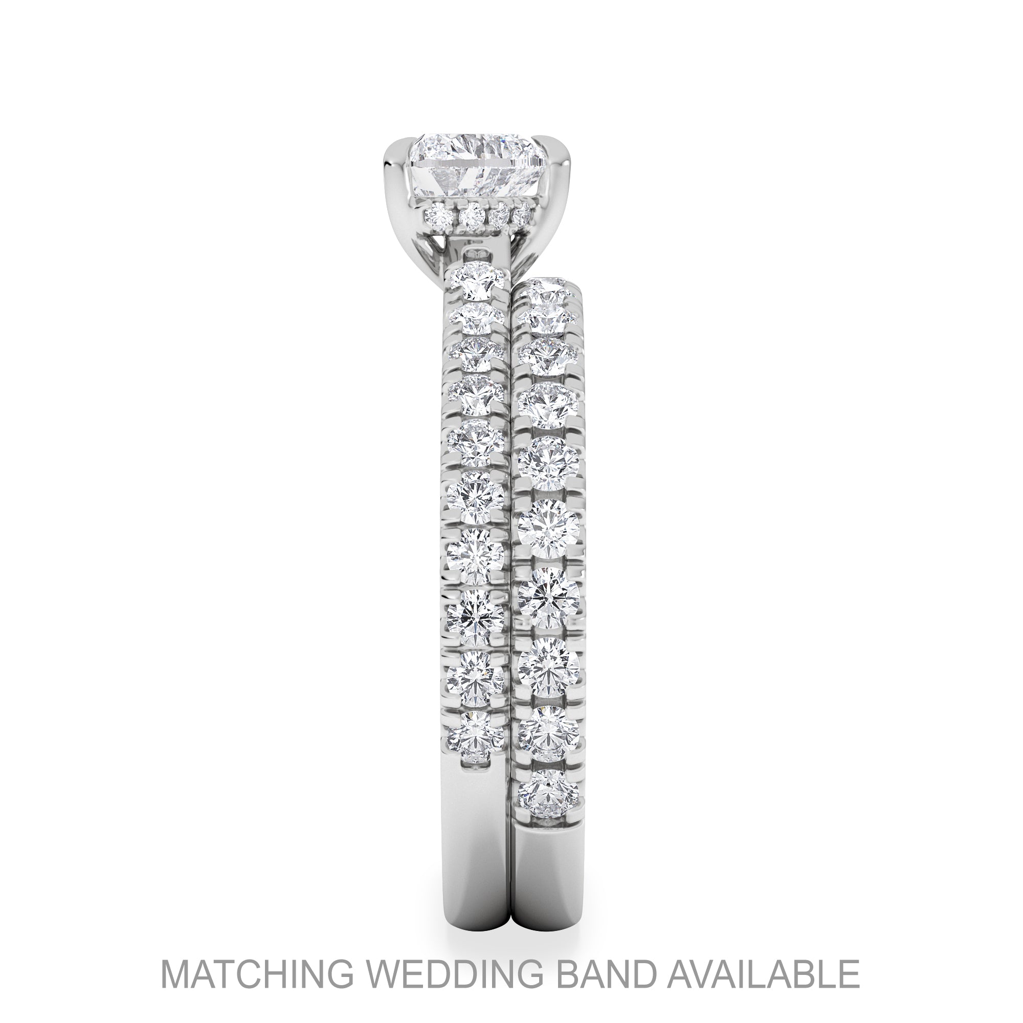 Amora Heart 0.97ct Hidden Halo Lab Diamond Engagement Ring With Side Stones Set in 18K White Gold