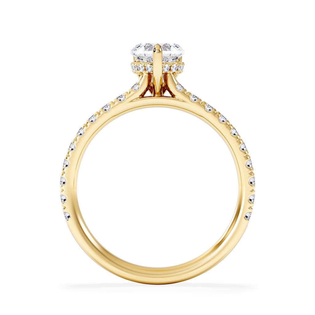 Amora Heart 0.97ct Hidden Halo Lab Diamond Engagement Ring With Side Stones Set in 18K Gold