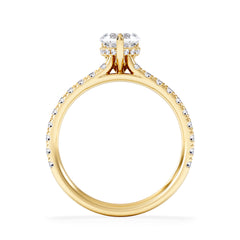 Amora Heart 0.97ct Hidden Halo Lab Diamond Engagement Ring With Side Stones Set in 18K Gold