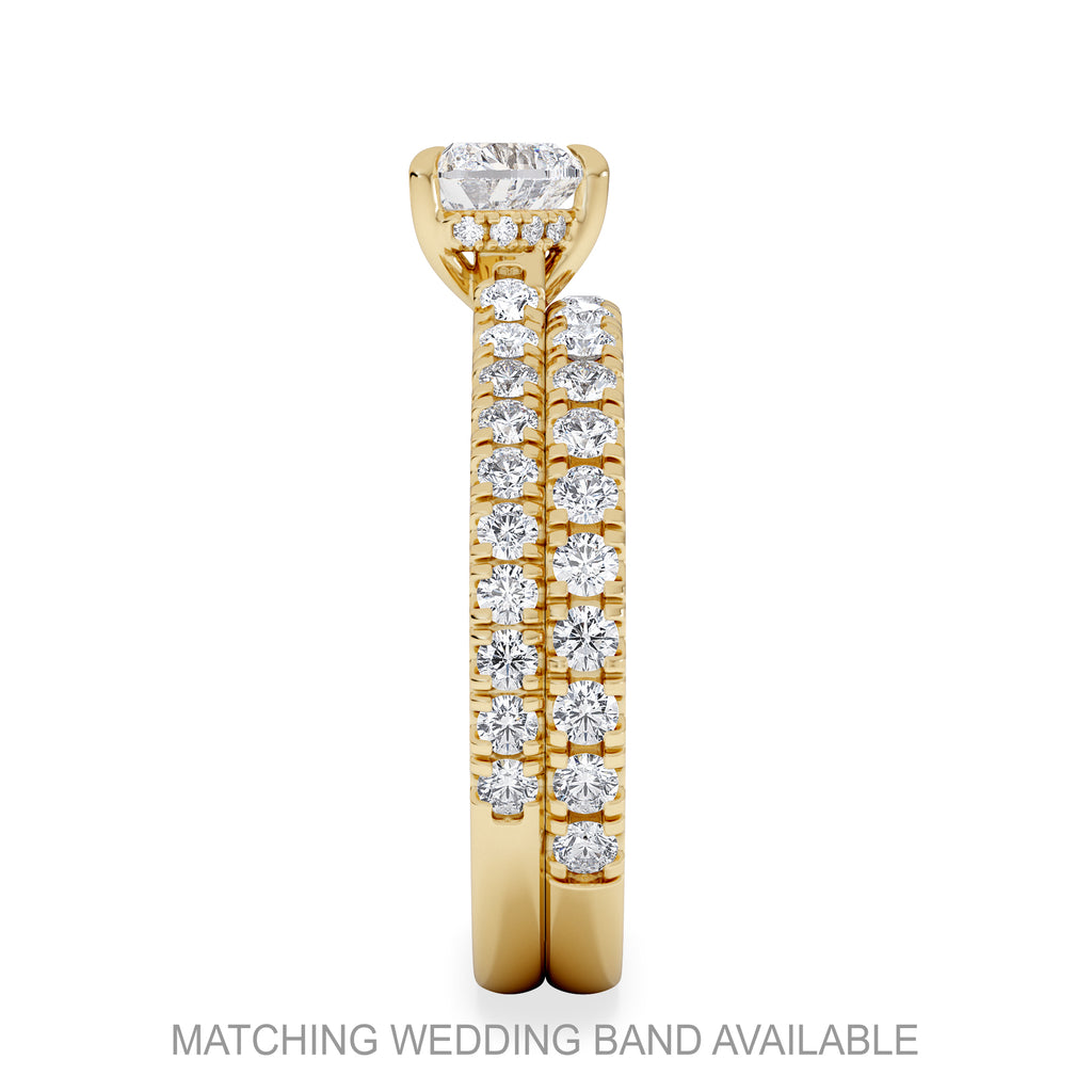 Amora Heart 0.97ct Hidden Halo Lab Diamond Engagement Ring With Side Stones Set in 18K Gold