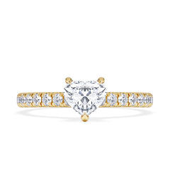 Amora Heart 0.97ct Hidden Halo Lab Diamond Engagement Ring With Side Stones Set in 18K Gold