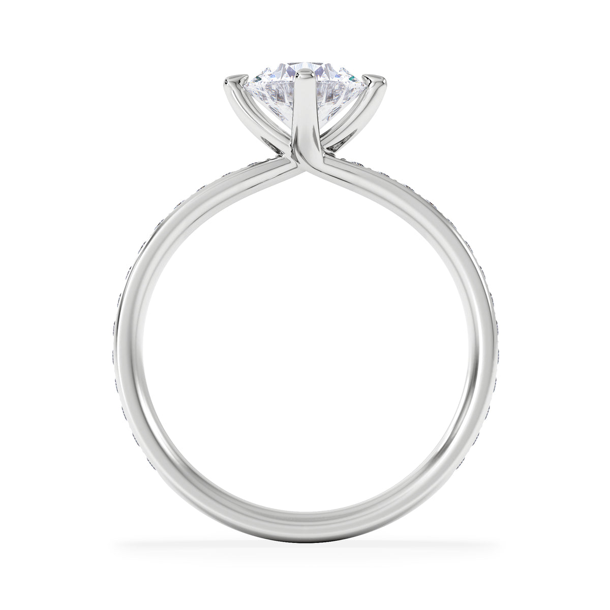 Origin Twist 1.00ct Round Cut Lab Diamond Solitaire Engagement Ring with Side Stones in Platinum