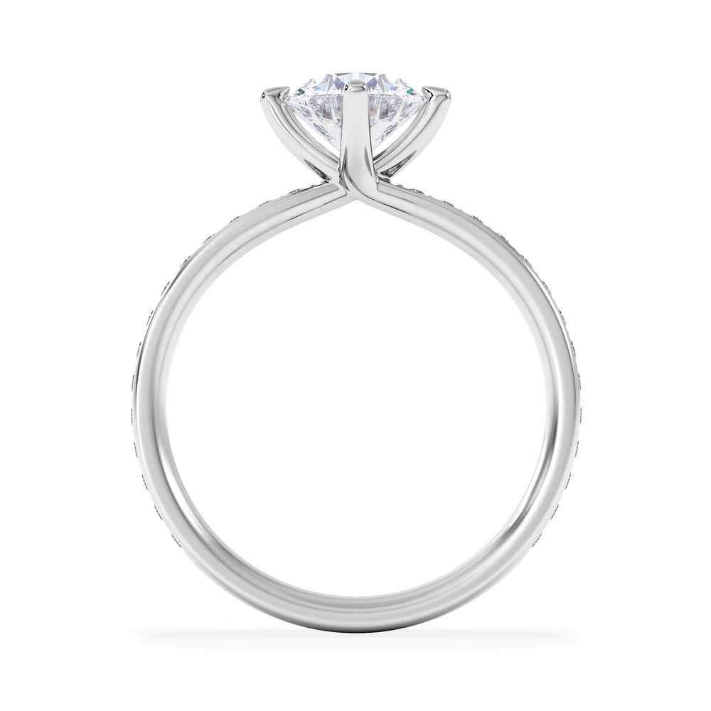 Origin Twist 1.00ct Round Cut Lab Diamond Solitaire Engagement Ring with Side Stones in 18K White Gold