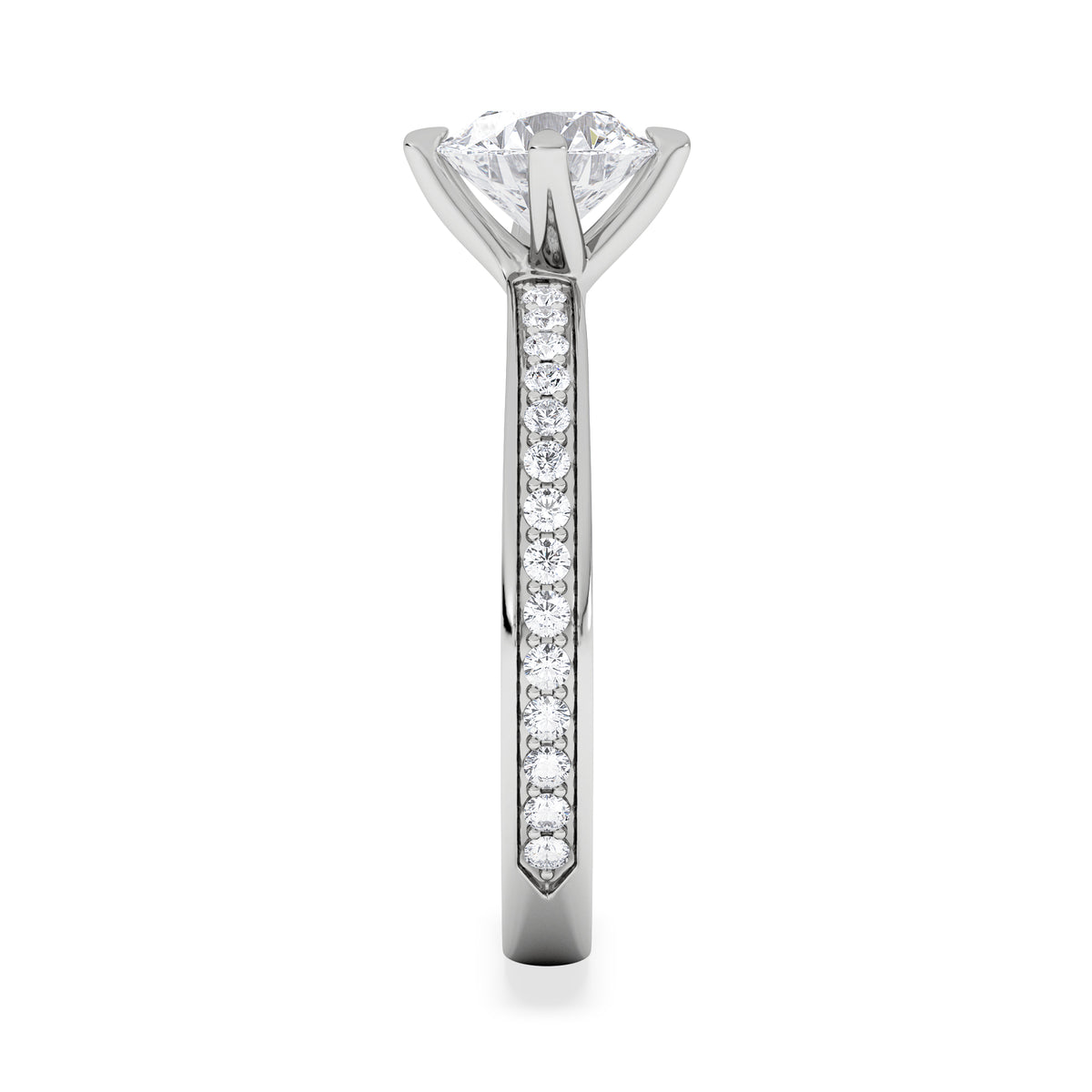 Origin Twist 1.00ct Round Cut Lab Diamond Solitaire Engagement Ring with Side Stones in Platinum