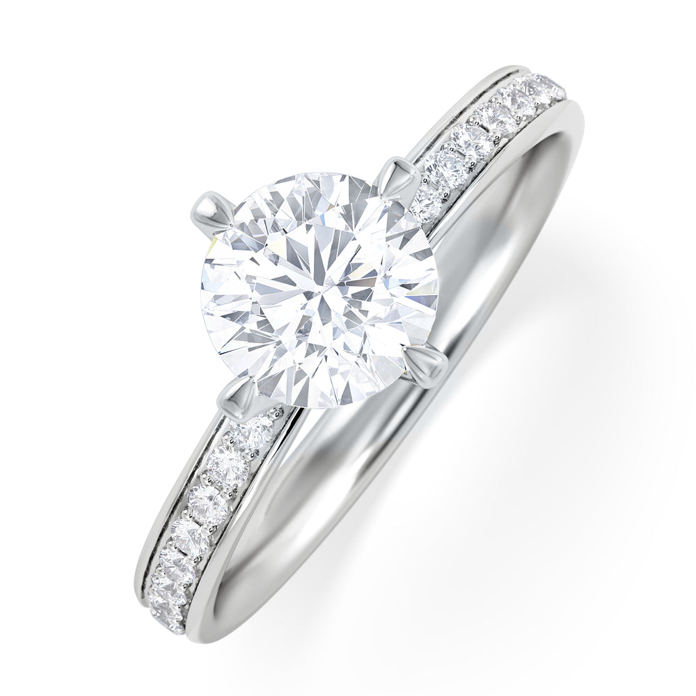 Origin Twist 1.00ct Round Cut Lab Diamond Solitaire Engagement Ring with Side Stones in Platinum