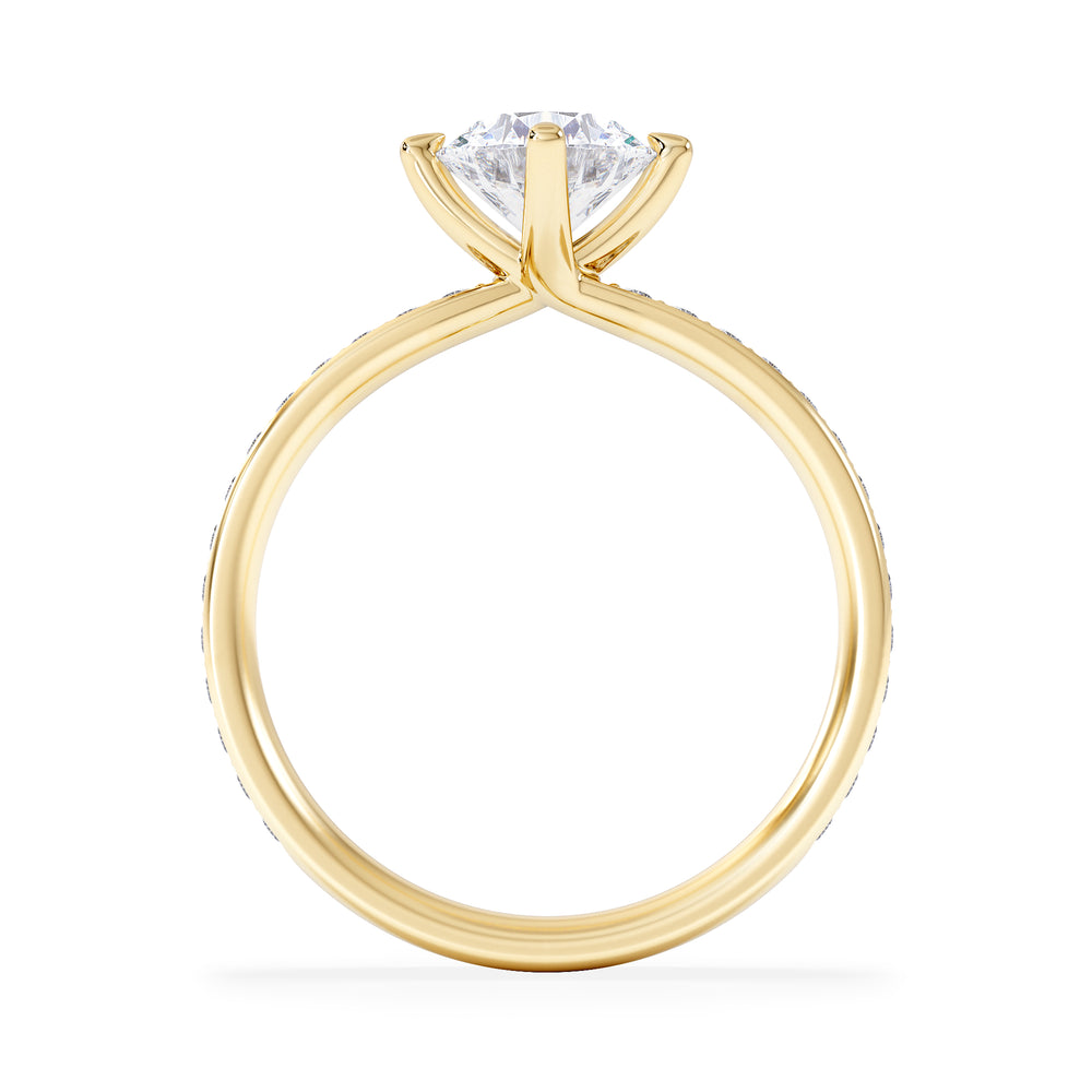 Origin Twist 1.00ct Round Cut Lab Diamond Solitaire Engagement Ring with Side Stones in 18K Yellow Gold