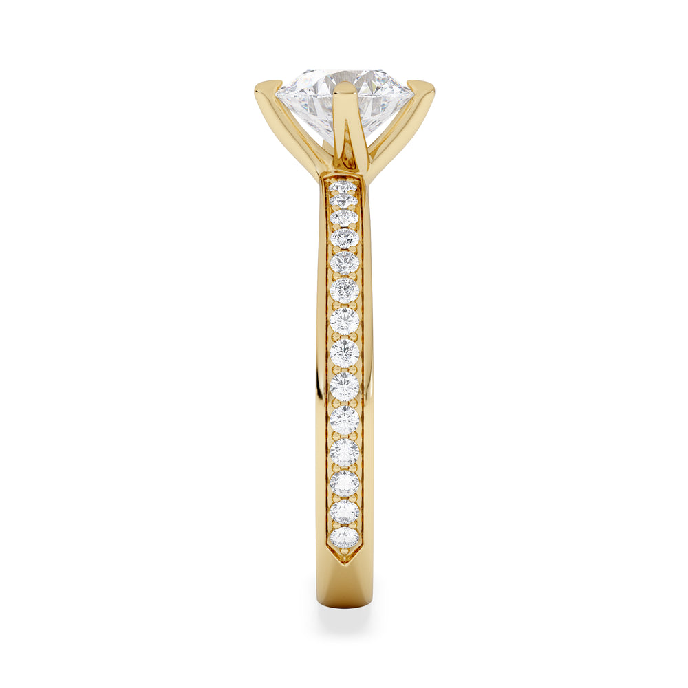 Origin Twist 1.00ct Round Cut Lab Diamond Solitaire Engagement Ring with Side Stones in 18K Yellow Gold