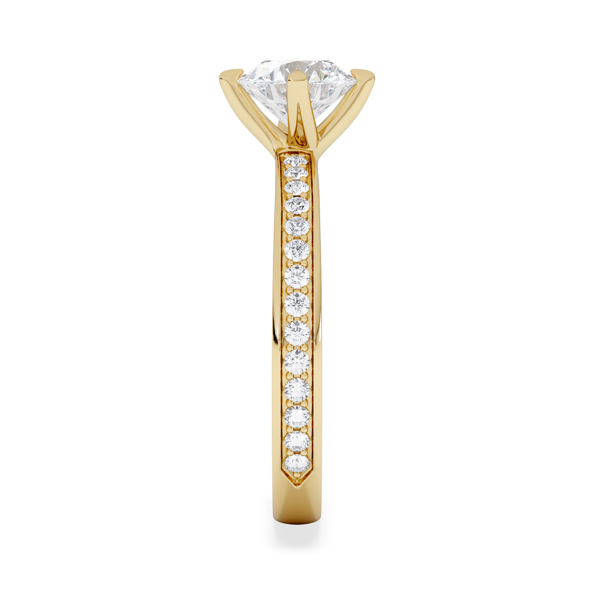 Origin Twist 1.00ct Round Cut Lab Diamond Solitaire Engagement Ring with Side Stones in 18K Yellow Gold